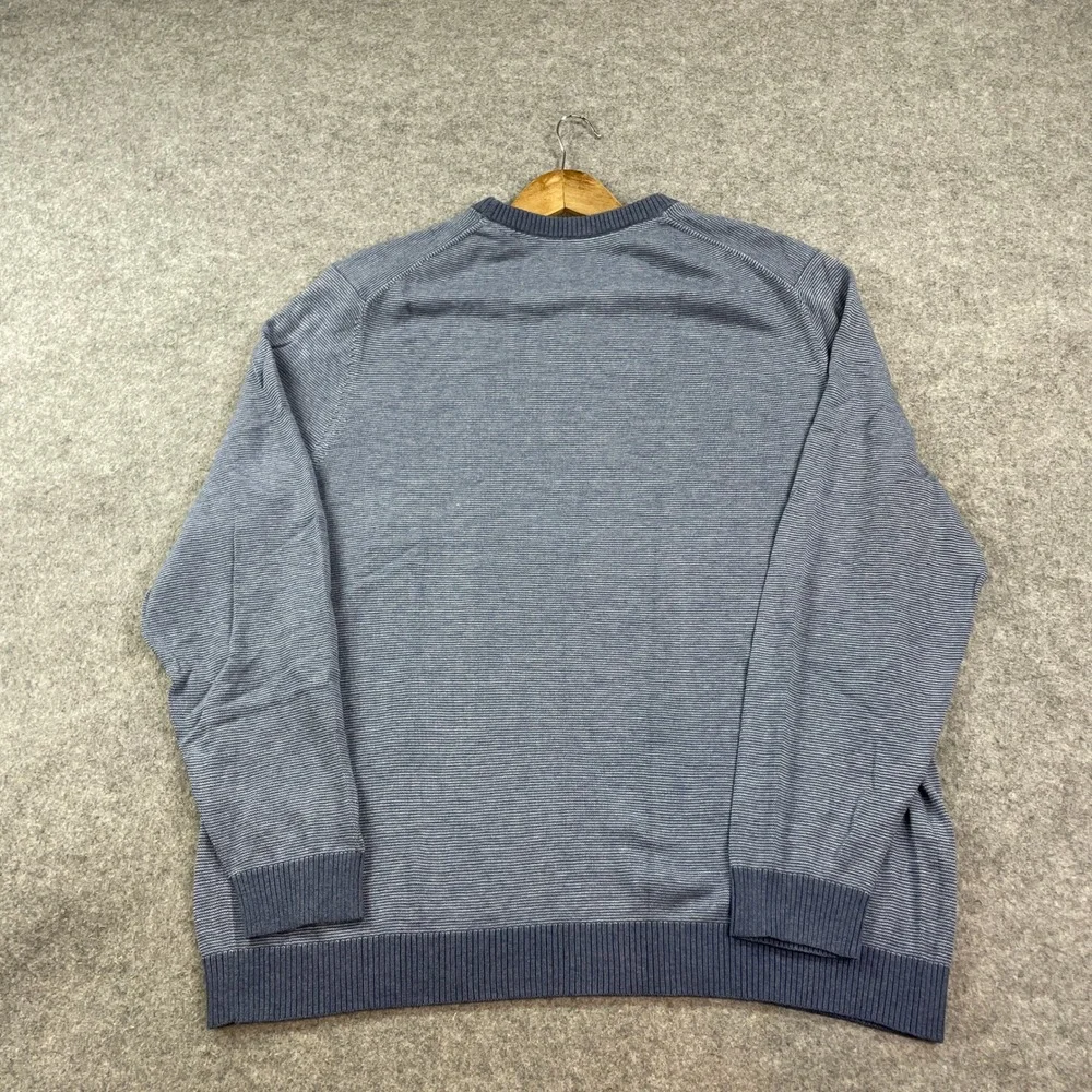Tommy Bahama Mens Sweater XL Blue Hawaiian Tropical Print Striped Long Sleeve